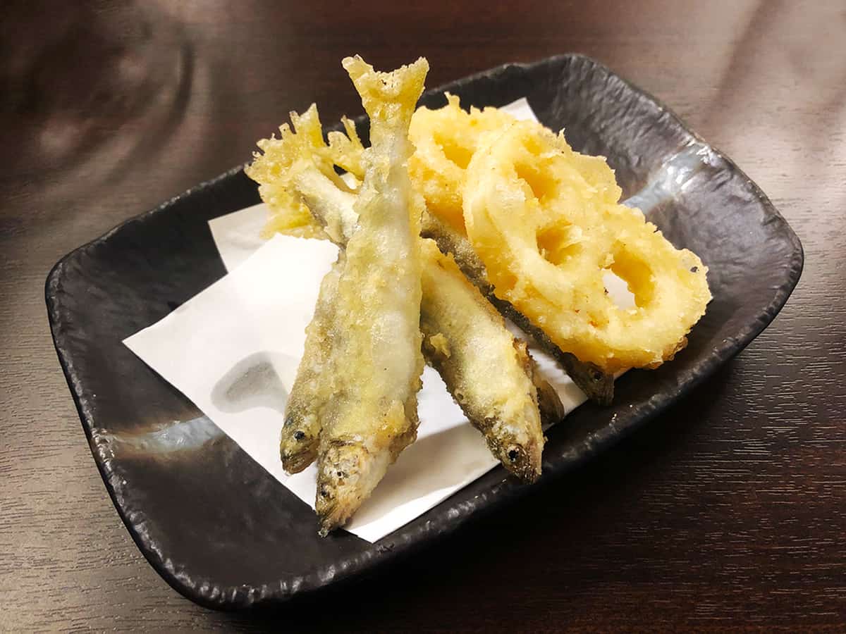 石川 金沢 おでん 黒百合|稚鮎と加賀レンコンの天ぷら