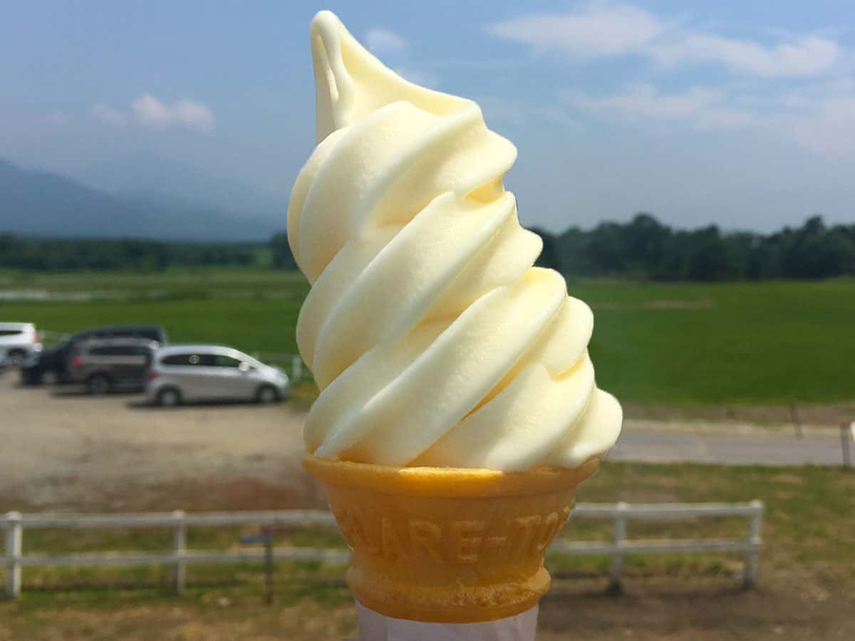 澄んだ空気の中で濃厚な風味の清里高原にあるソフトクリーム店「清泉寮ジャージーハット」