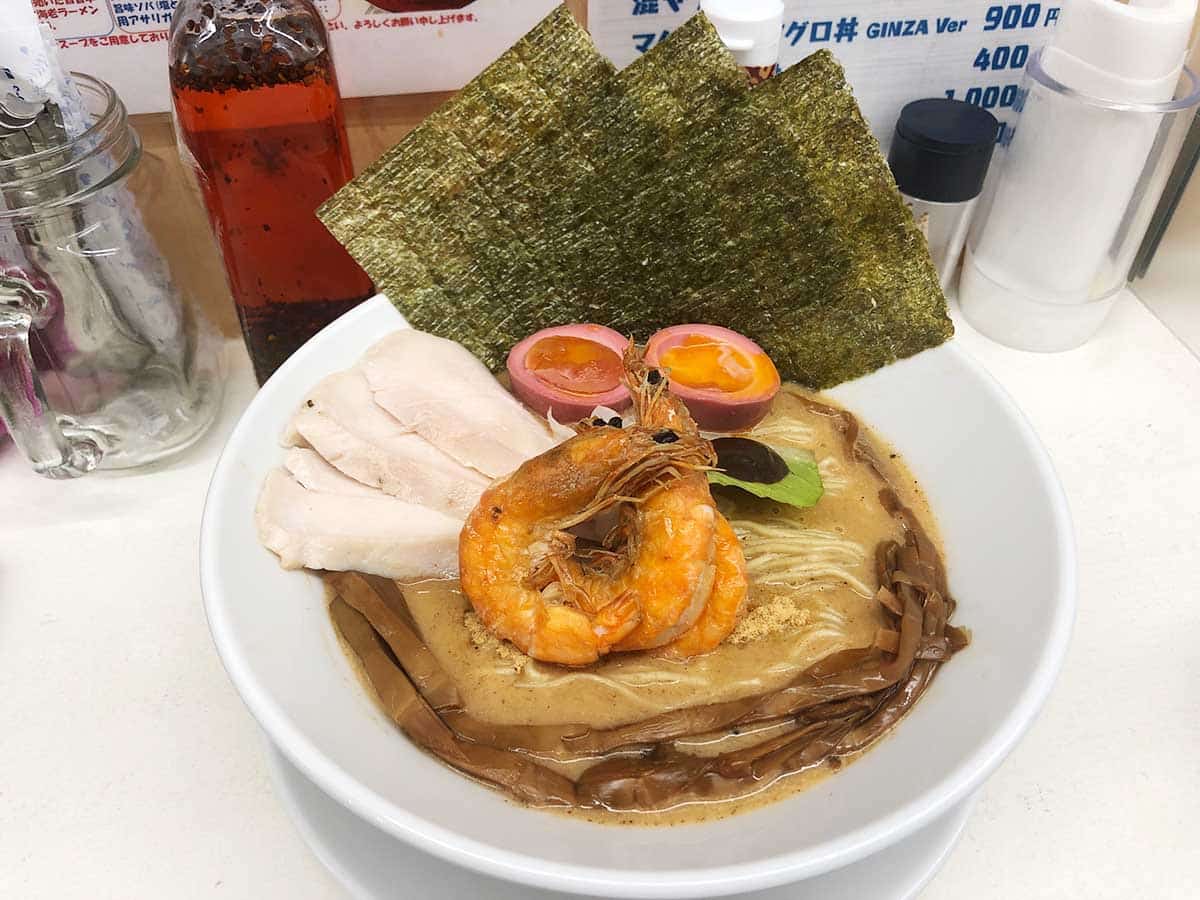 東京 銀座 マグロ卸のマグロ丼とラーメンの店|特製濃厚海老ソバ