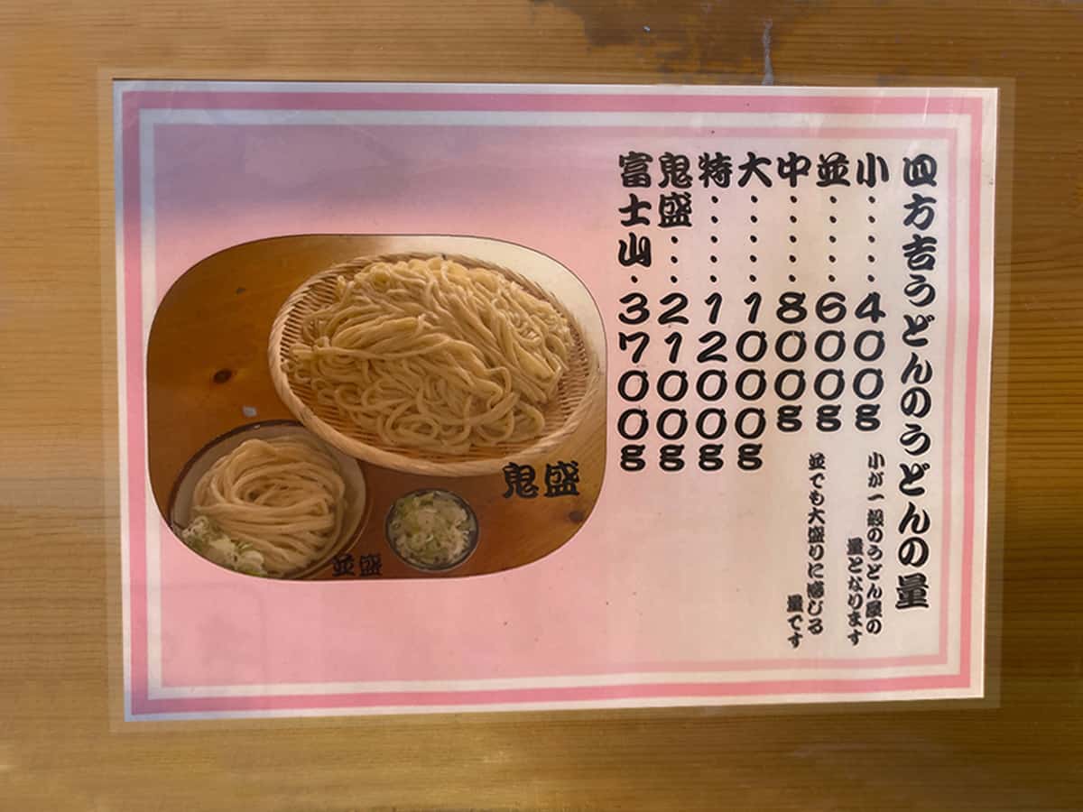 うどんの盛り|名代 四方吉うどん 吉見本店