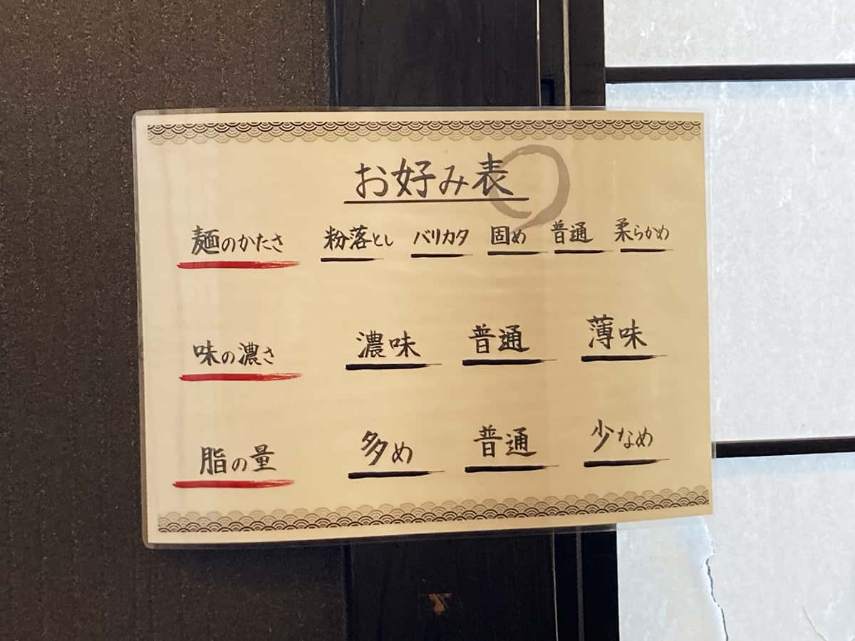注文時の選択|和歌山中華蕎麦 はたお商店